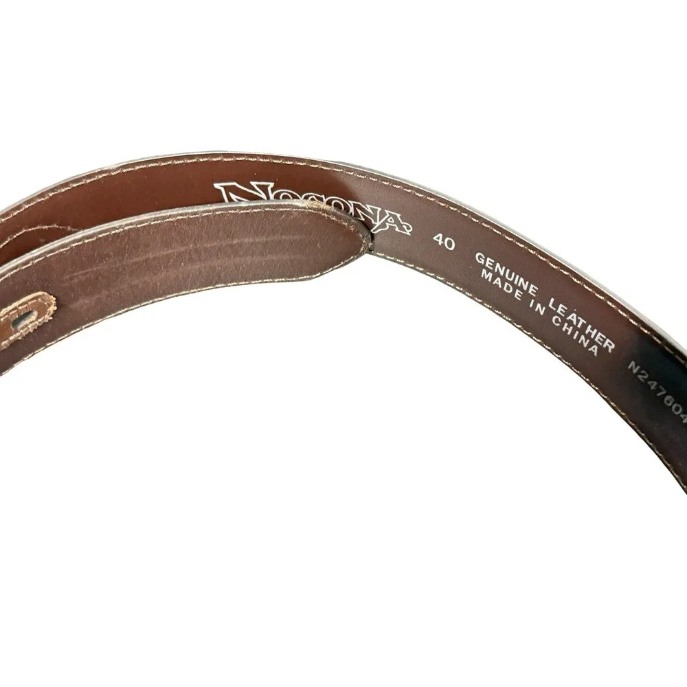 Nocona Men's Size 40‎ Brown Leather Belt Side Overlay N2476044